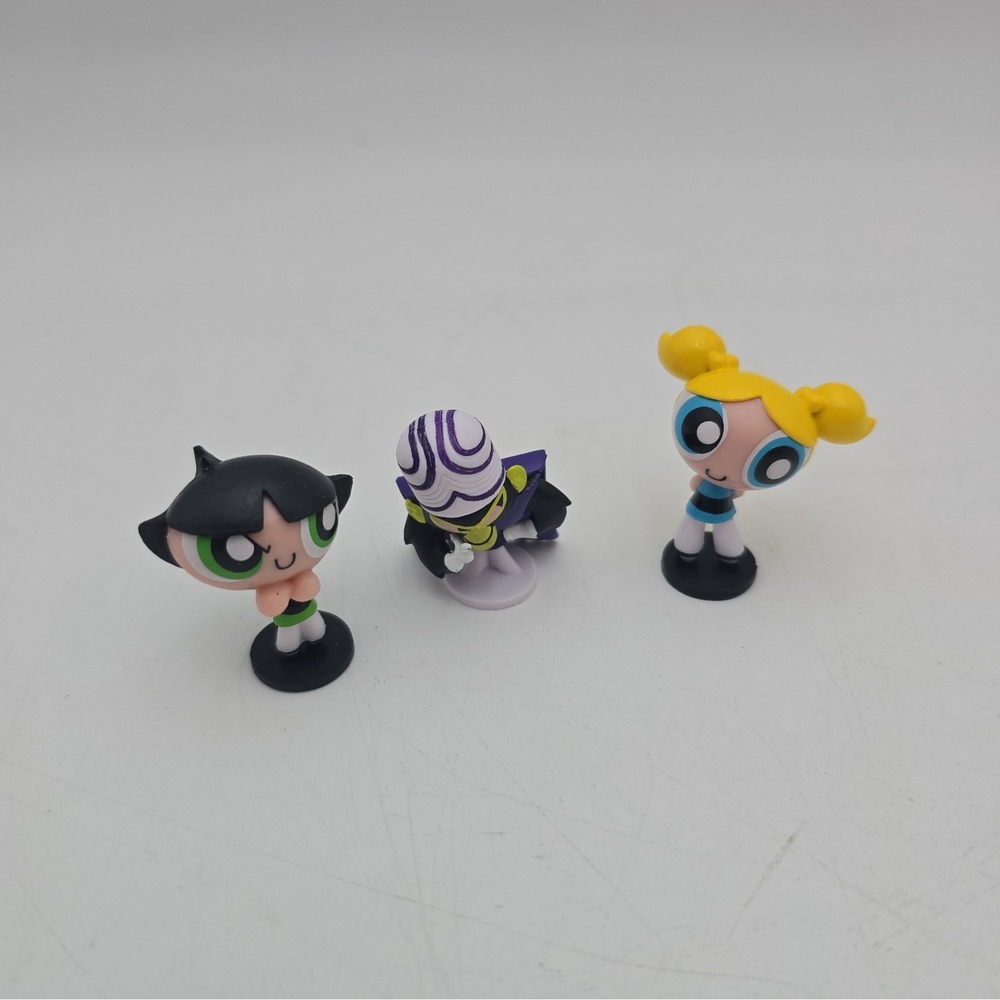 Lot of 3 Powerpuff Girl Figures - Blossom, Bubbles & Buttercup - Cartoon Network